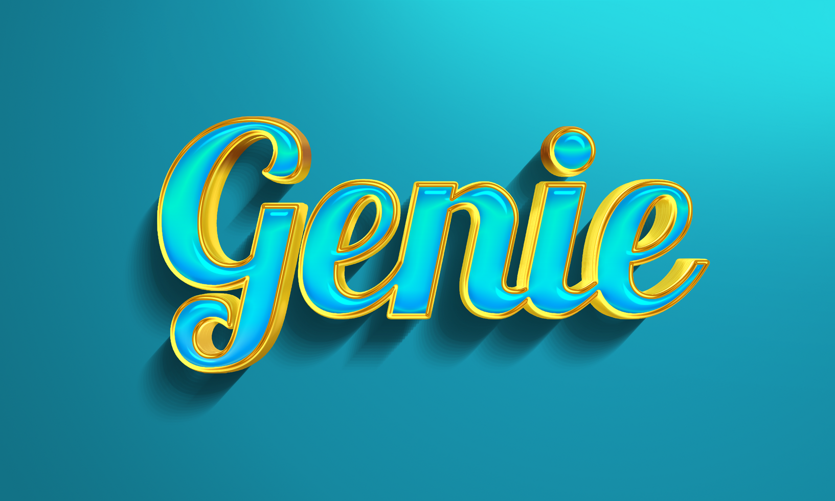 Genie Golden And Teal Photoshop Magical Text Effect psd