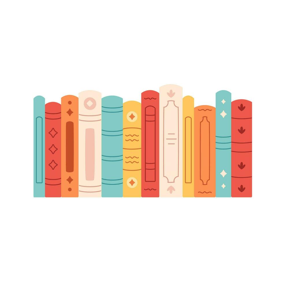 Stack of books, bookshelf. Literature. World book day. vector