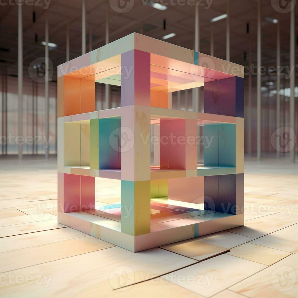 3D square block photo