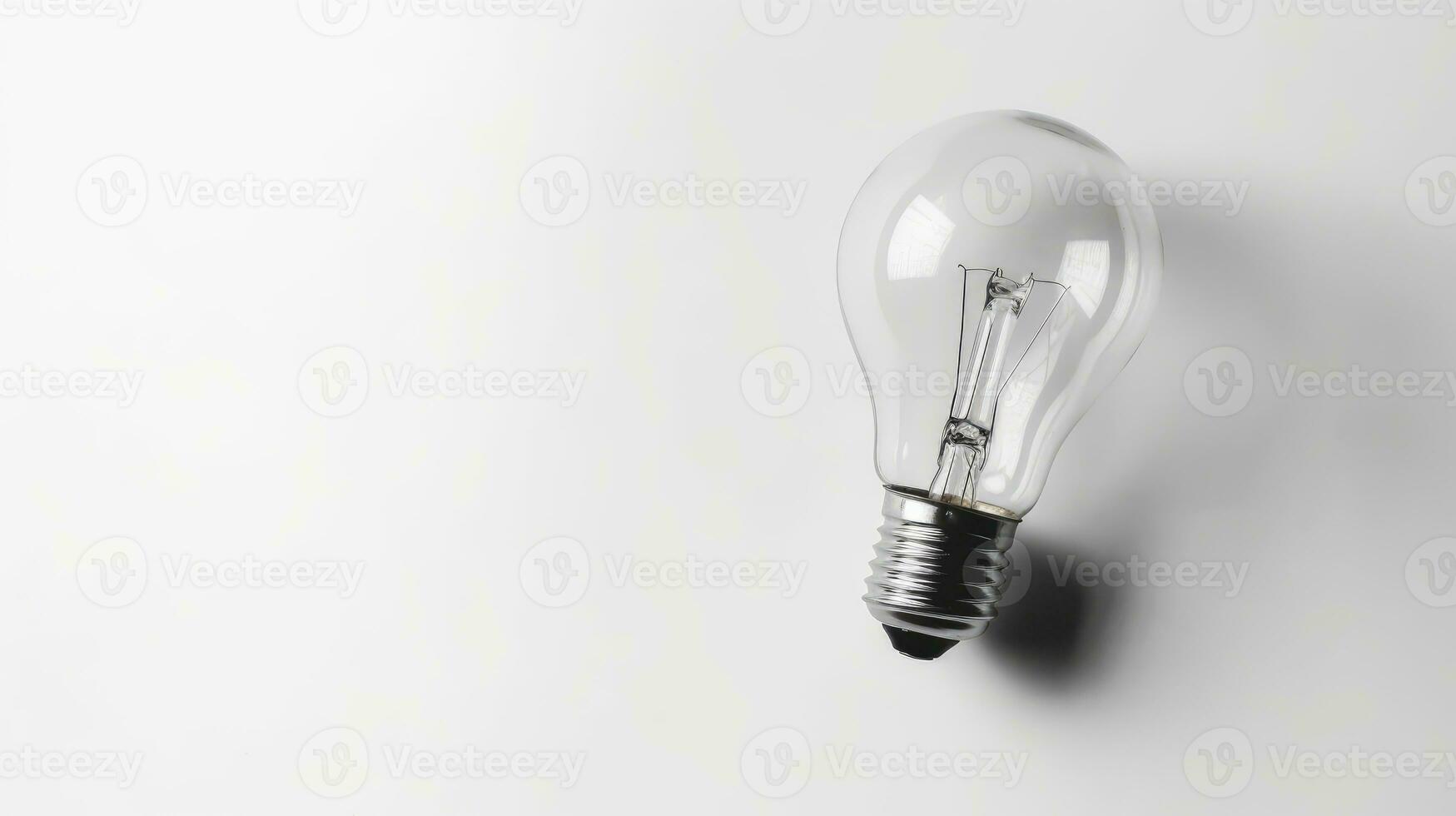 Glowing glass light bulb on grey background photo