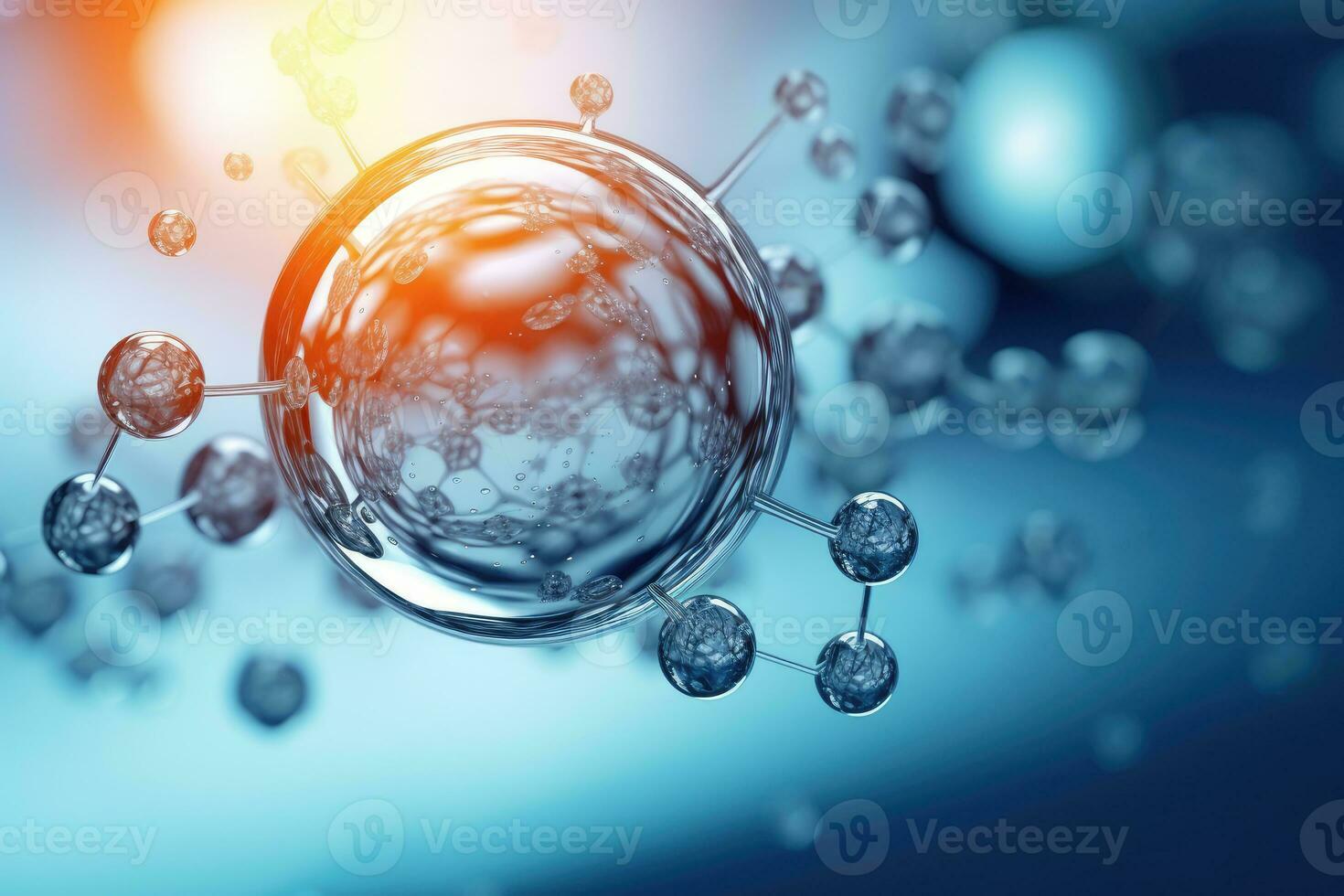 molecules in abstract space. Science and medical background photo