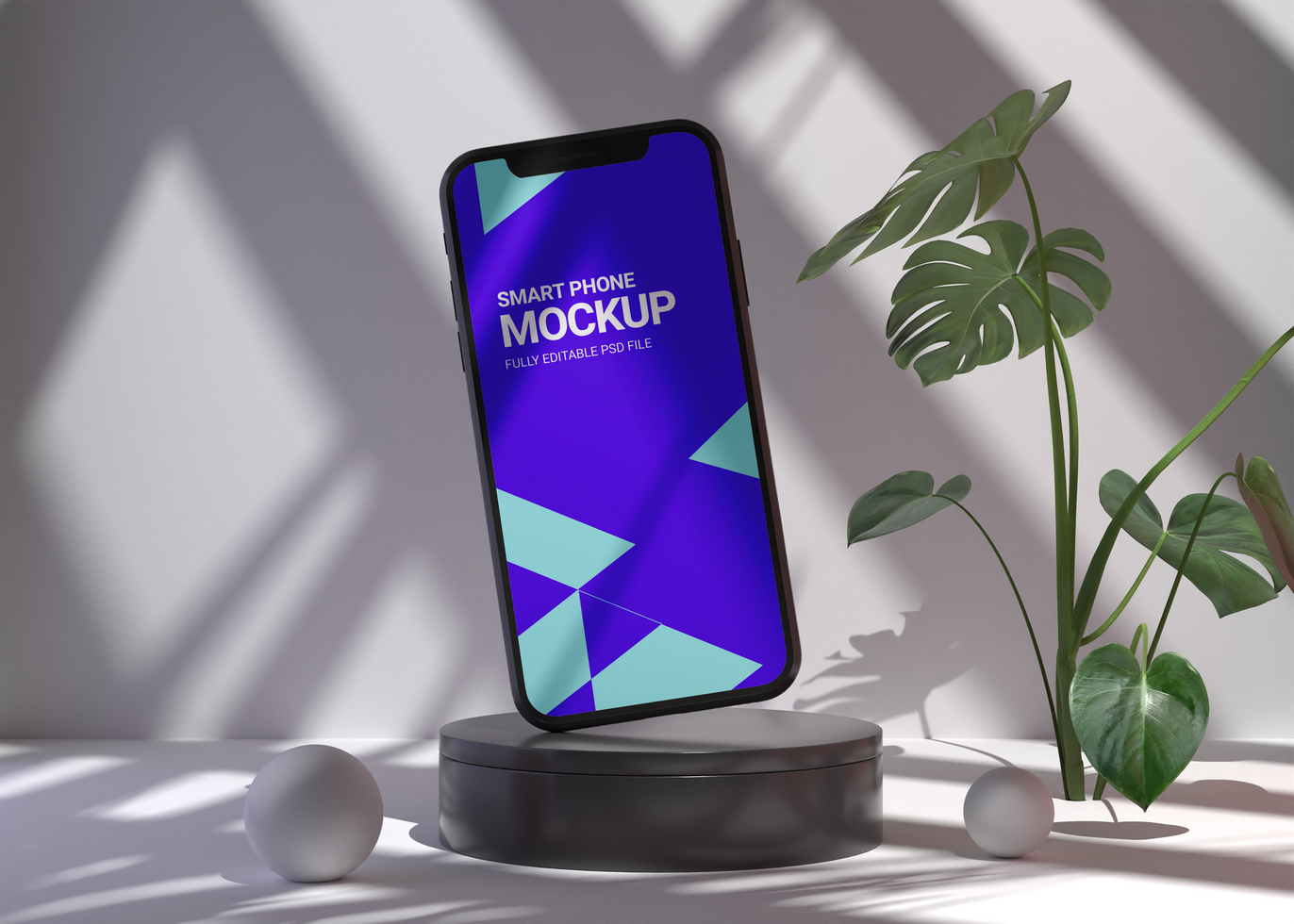 Mobile Phone on a Rounded Platform Mockup psd