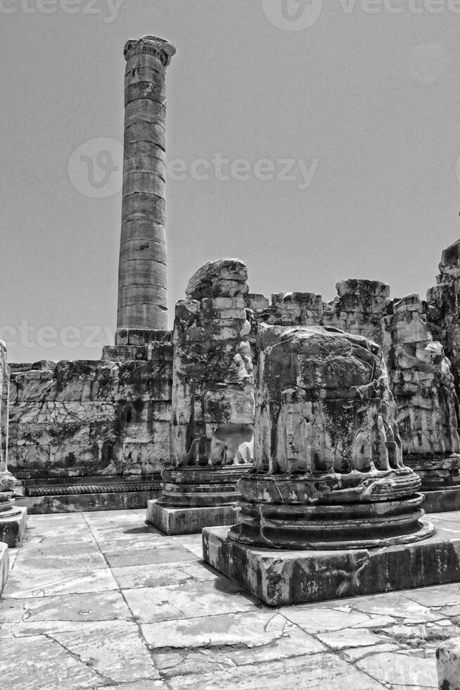 old ruins of the ancient temple of Apollo in Didim, Turkey on a hot summer day photo