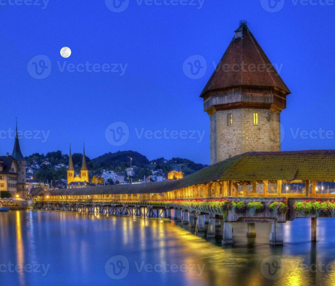 Chapel bridge or Kapellbrucke, Lucerne, Switzerland photo