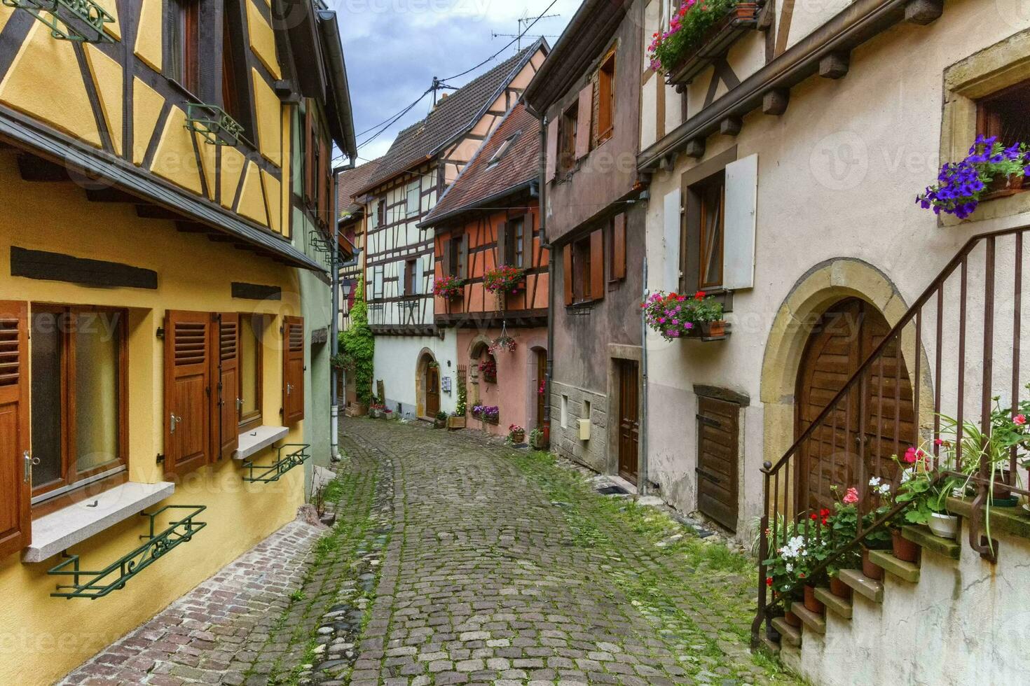 Rempart-sud street in Eguisheim, Alsace, France photo