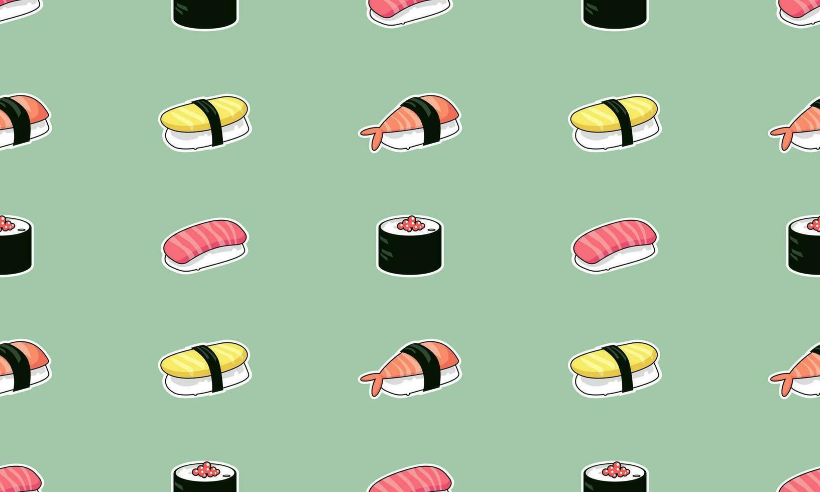 Seamless Repeating Sushi Icon Vector Wallpaper
