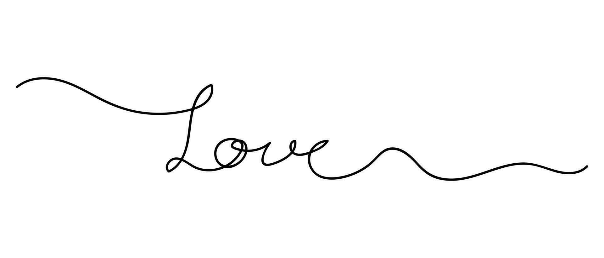 Continuous line drawing art. love with black line vector
