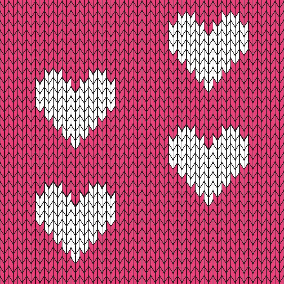 Pink background and white knitted pattern. knitted vector pattern. Seamless gradient pattern for clothing, wrapping paper, backdrop, background, gift card.