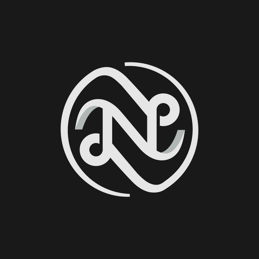 Initials letter N circle symbol vector