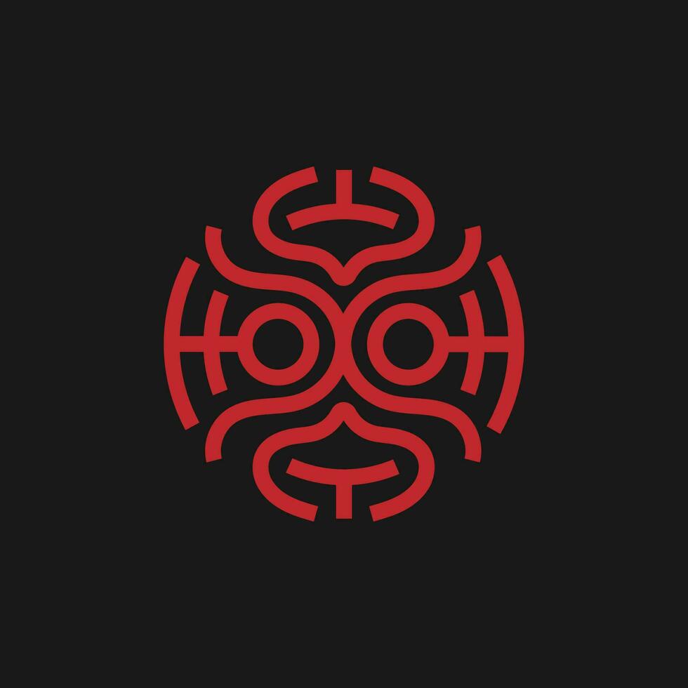 abstract simple ethnic mask line art vector