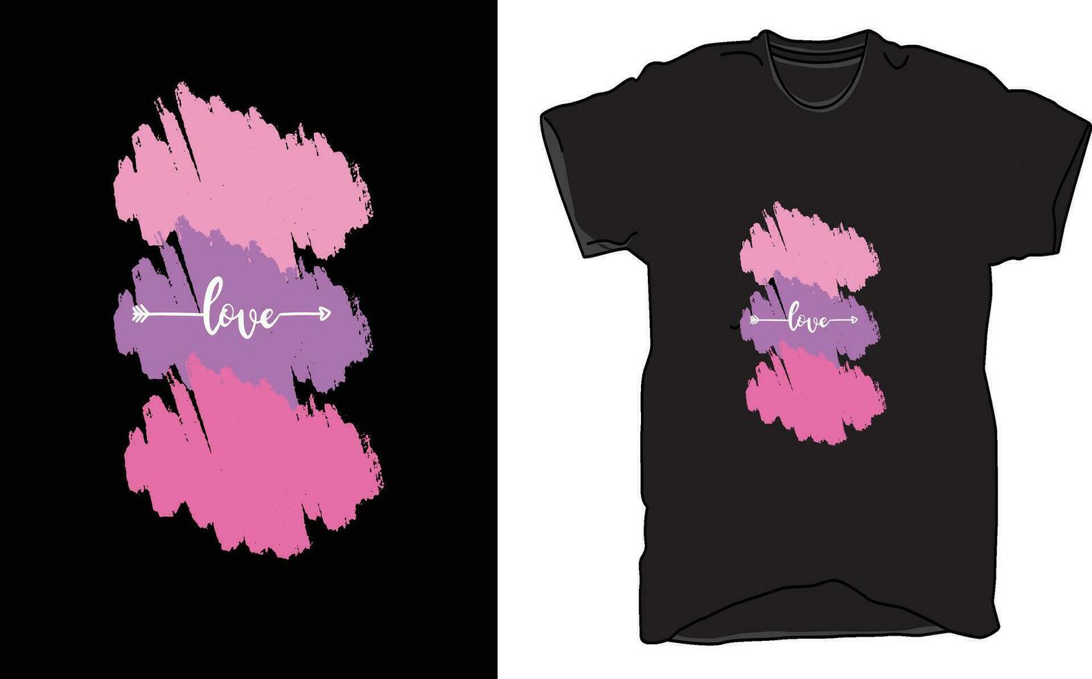 T-shirt featuring a multi-watercolor brush shape design with both an icon and text. vector