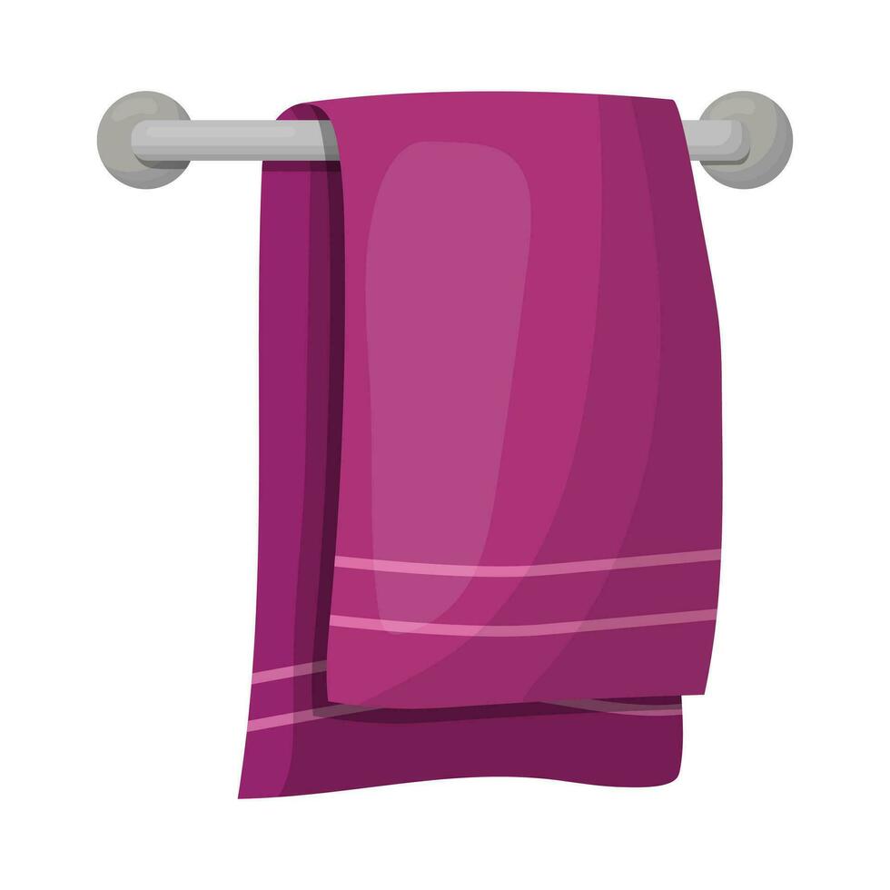 a towel in the bathroom for hands or face hangs on a holder. vector illustration.