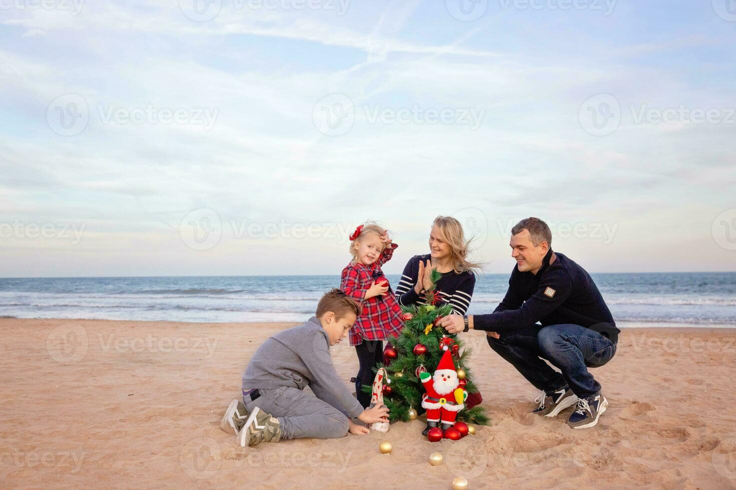 Final touches for Christmas party on the beach photo