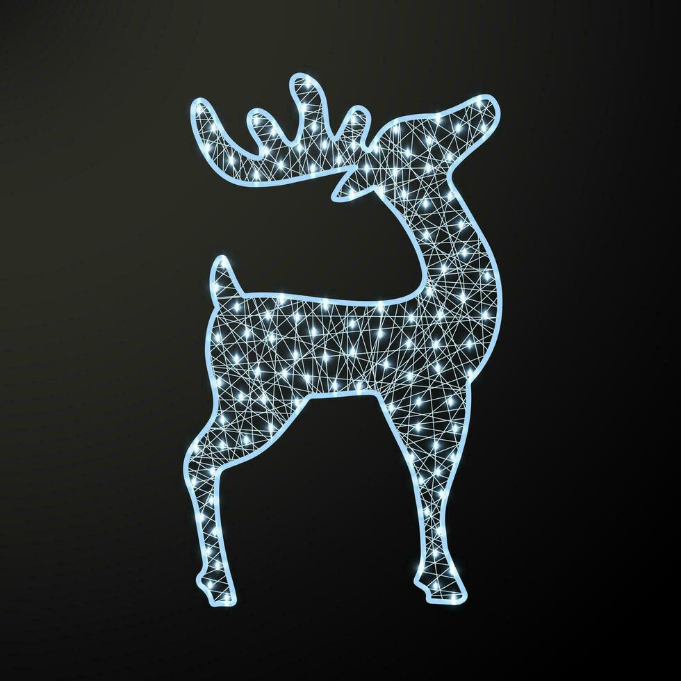 Navidad brillante ciervo. nuevo año figura con guirnalda. realista vector ilustración