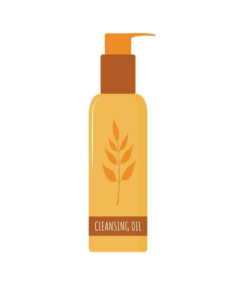 profundo limpieza aceite. piel cuidado. Mañana rutina. cara maquillaje eliminación. mano dibujado belleza producto. vector ilustración en plano dibujos animados estilo