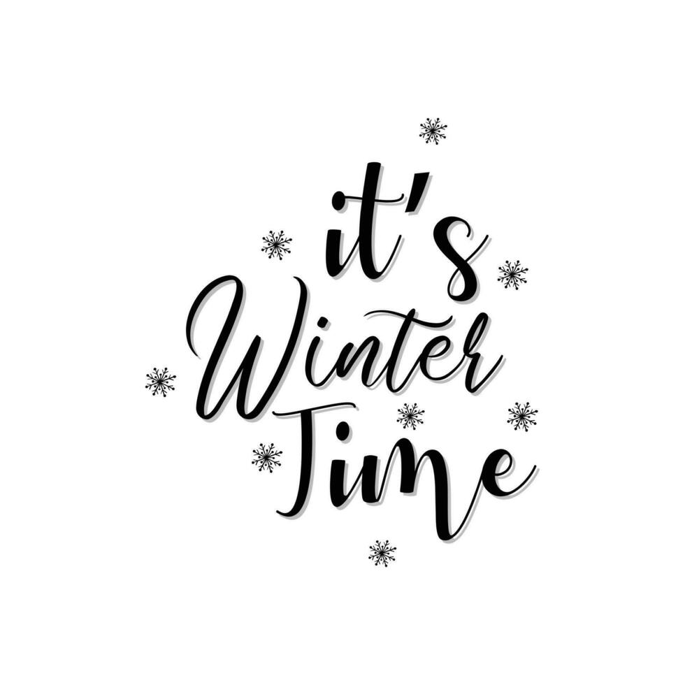 Winter. Snowflakes and snow with winter text, word and lettering. Winter concept, logo template and sign. Horizontal format. Vector illustration for print and web. EPS10.