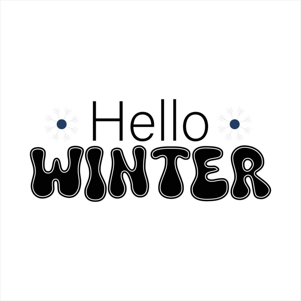 Winter. Snowflakes and snow with winter text, word and lettering. Winter concept, logo template and sign. Horizontal format. Vector illustration for print and web. EPS10.