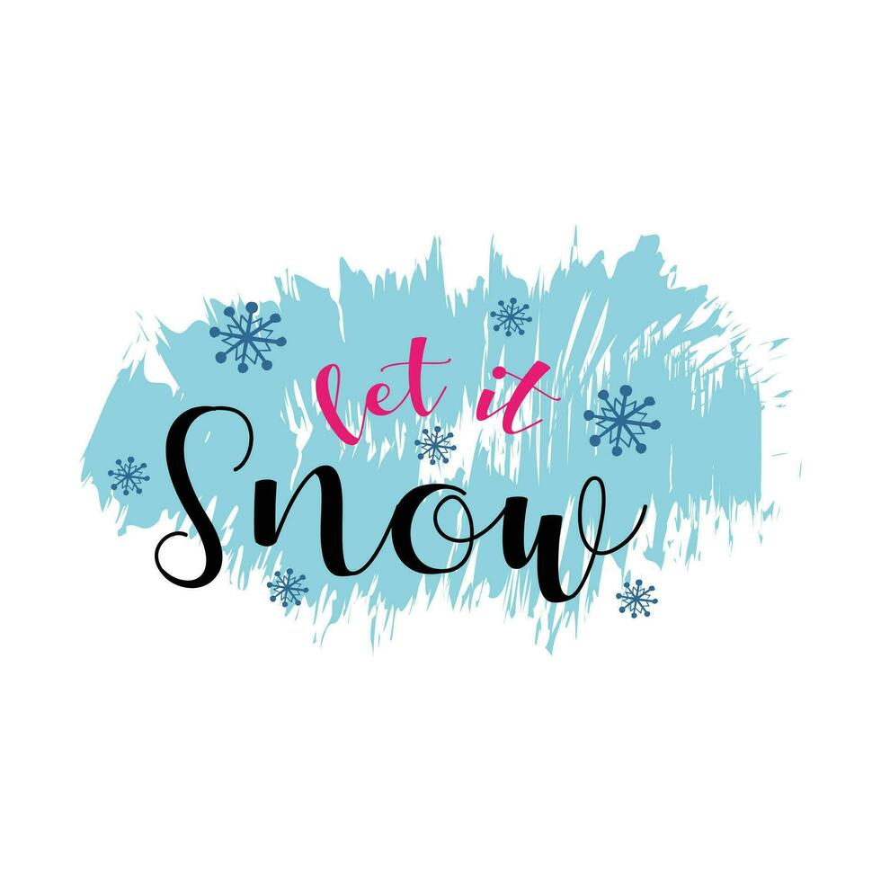Winter. Snowflakes and snow with winter text, word and lettering. Winter concept, logo template and sign. Horizontal format. Vector illustration for print and web. EPS10.