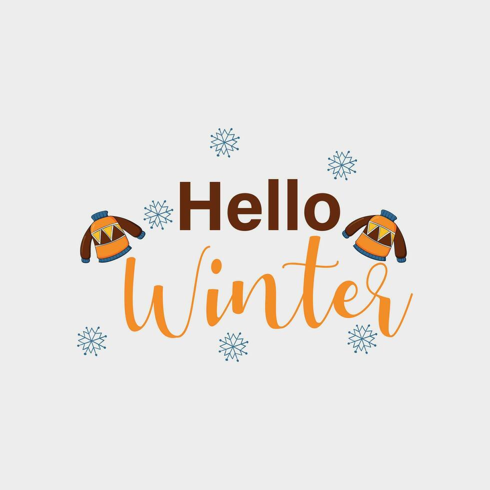 Winter. Snowflakes and snow with winter text, word and lettering. Winter concept, logo template and sign. Horizontal format. Vector illustration for print and web. EPS10.