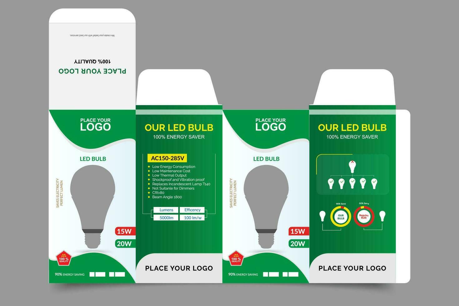 Led Bulb Box Design Set Ready Print. 30905032 Vector Art at Vecteezy