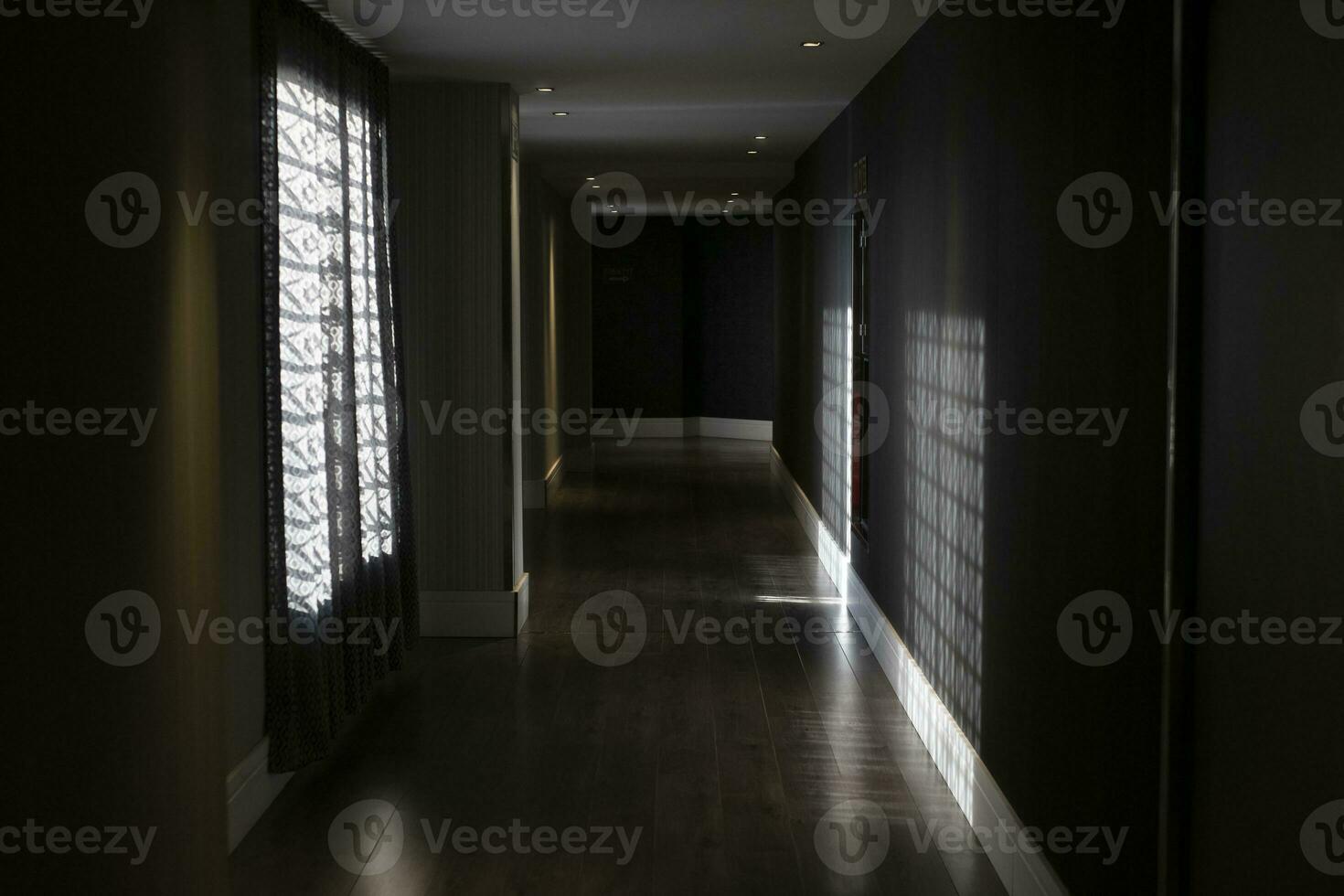 Interior of empty corridor in modern apartment photo