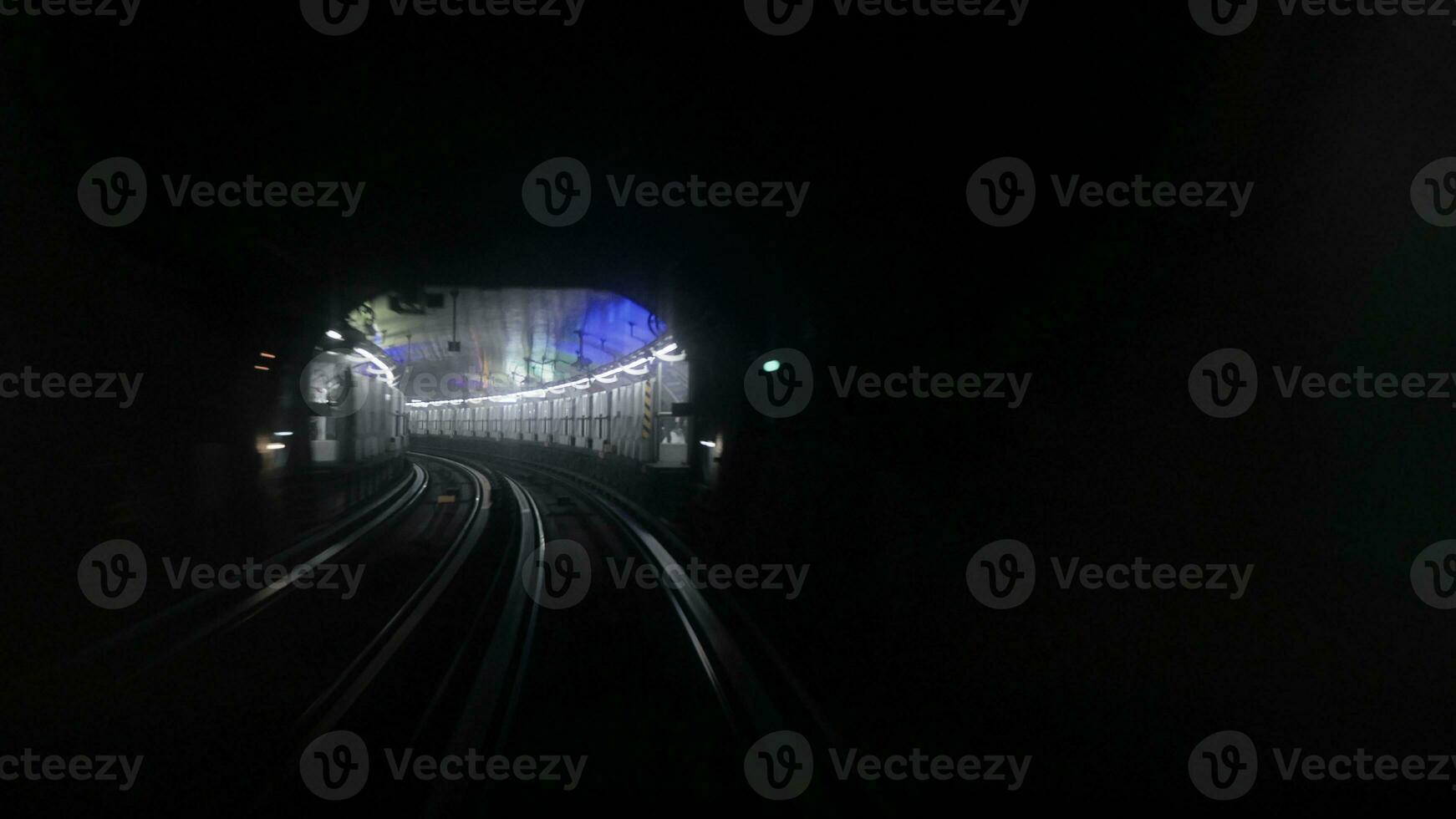 Paris metro subway with station in background photo