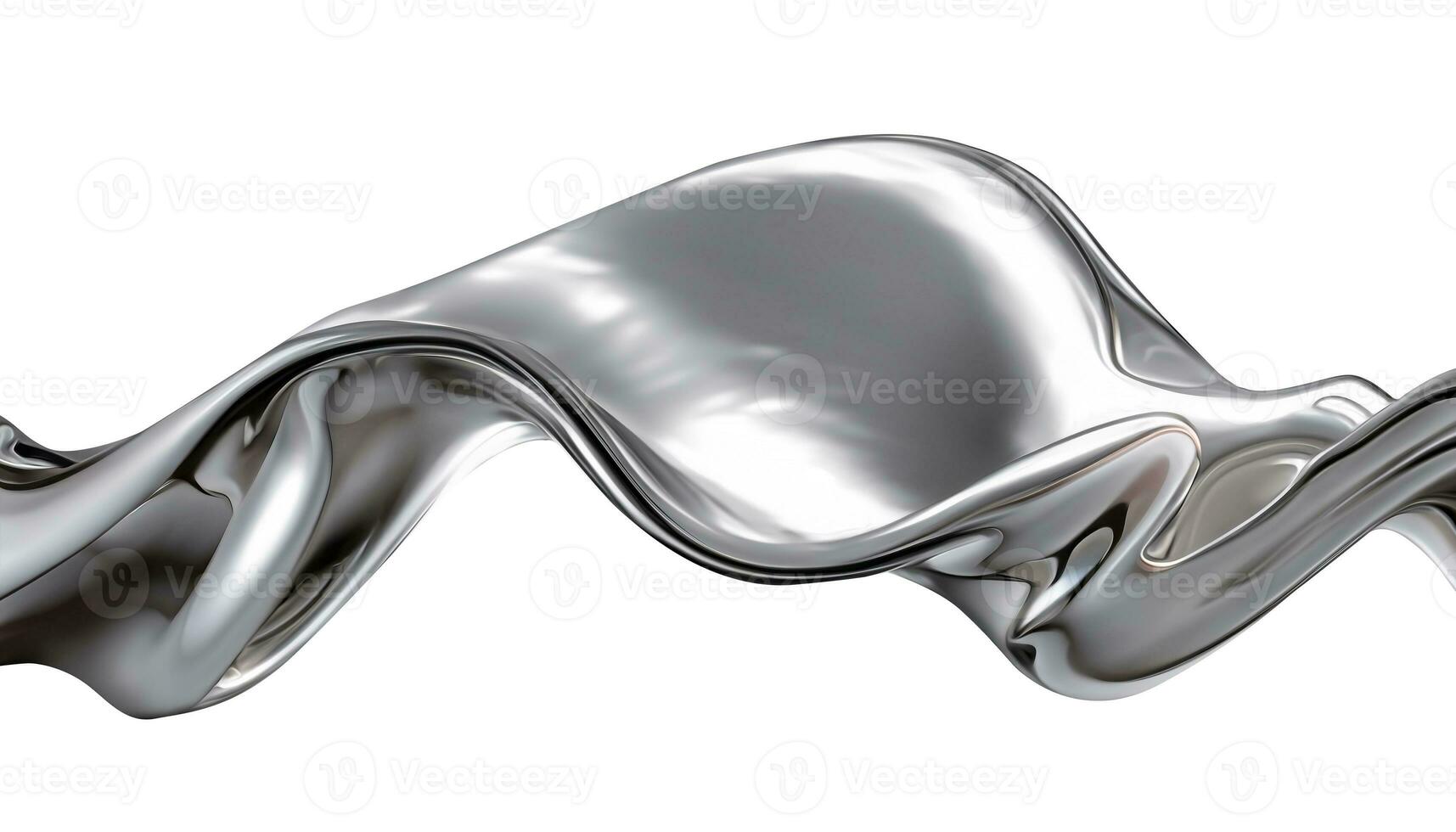 Abstract silver gradient background. Flow chrome liquid metal waves. AI Generative photo