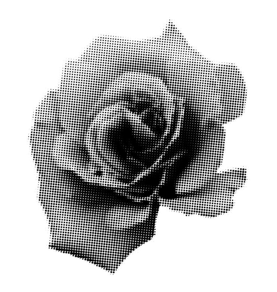 Rose halftone collage element vector illustration isolated