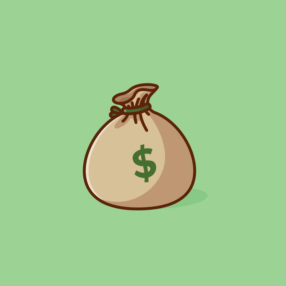 dinero bolso sencillo dibujos animados vector ilustración márketing concepto icono aislado