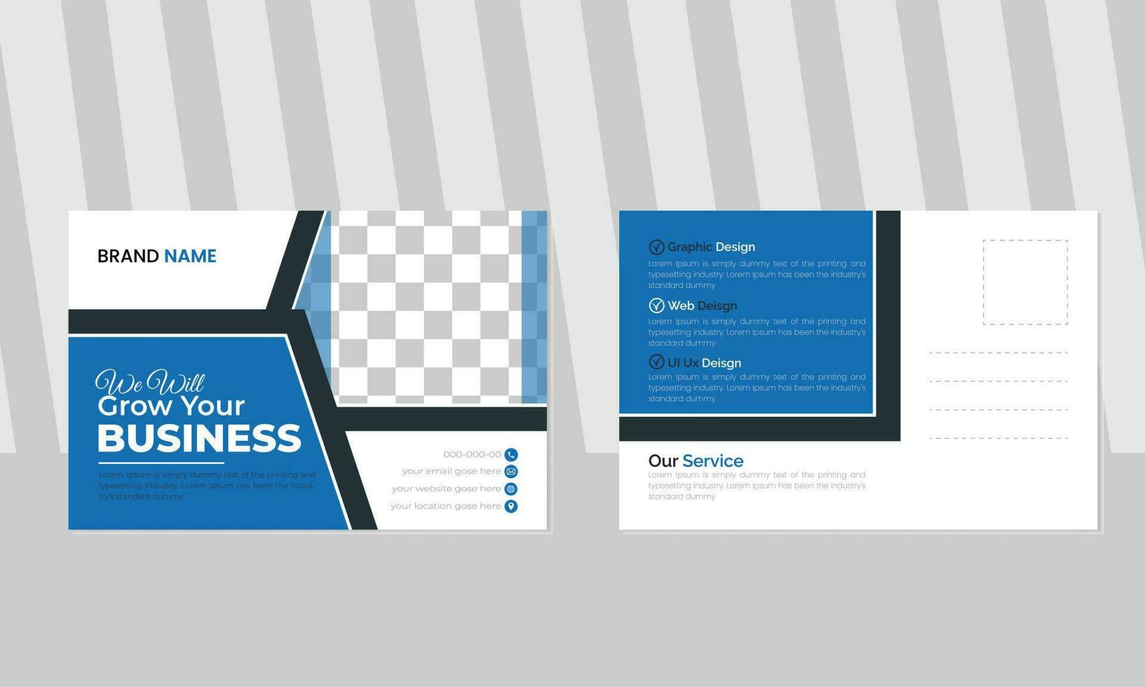 Professional Colorful  Business Post Card Template Design. vector