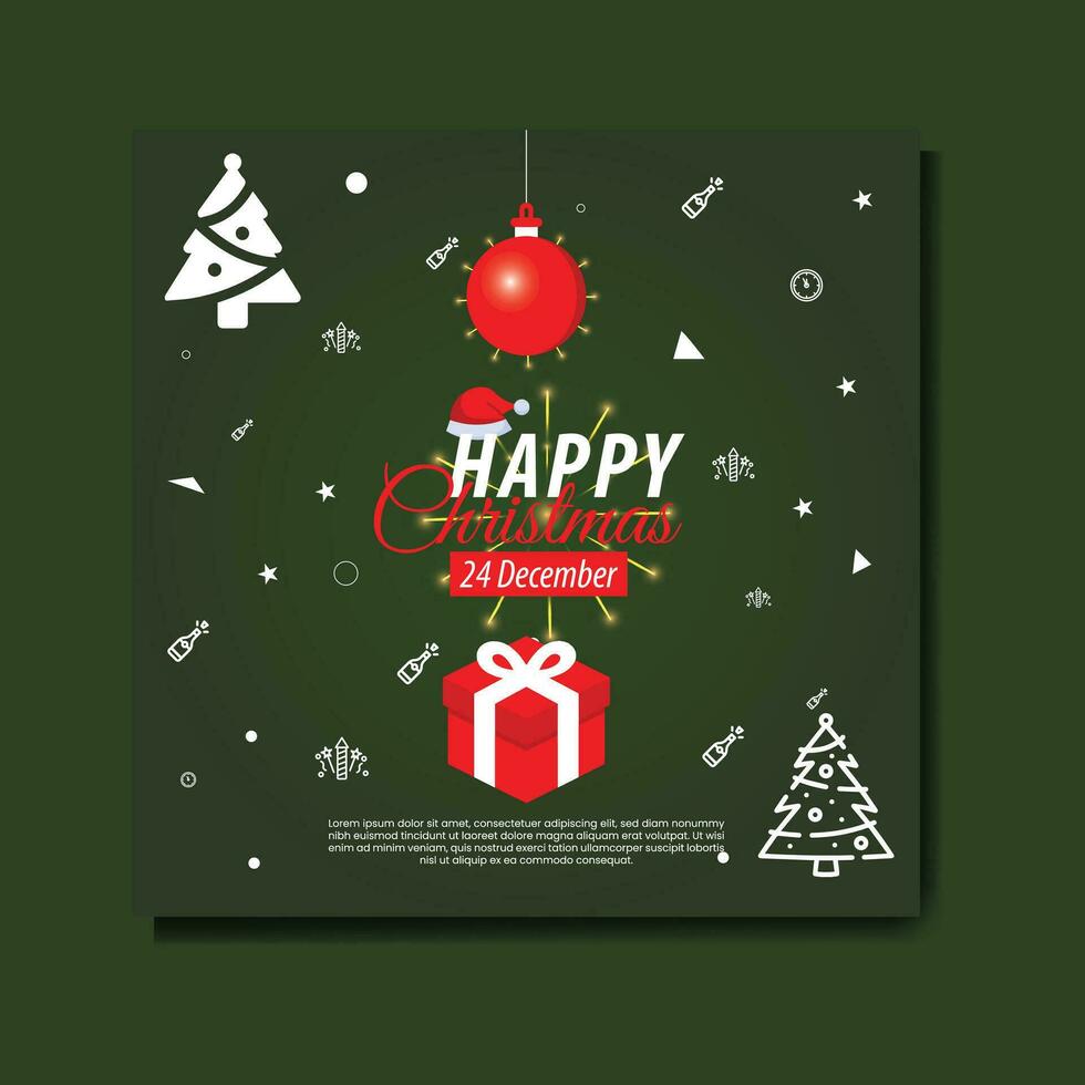 Christmas social media post template design Holiday, new year, xmas and winter festival promotion pro vector banner