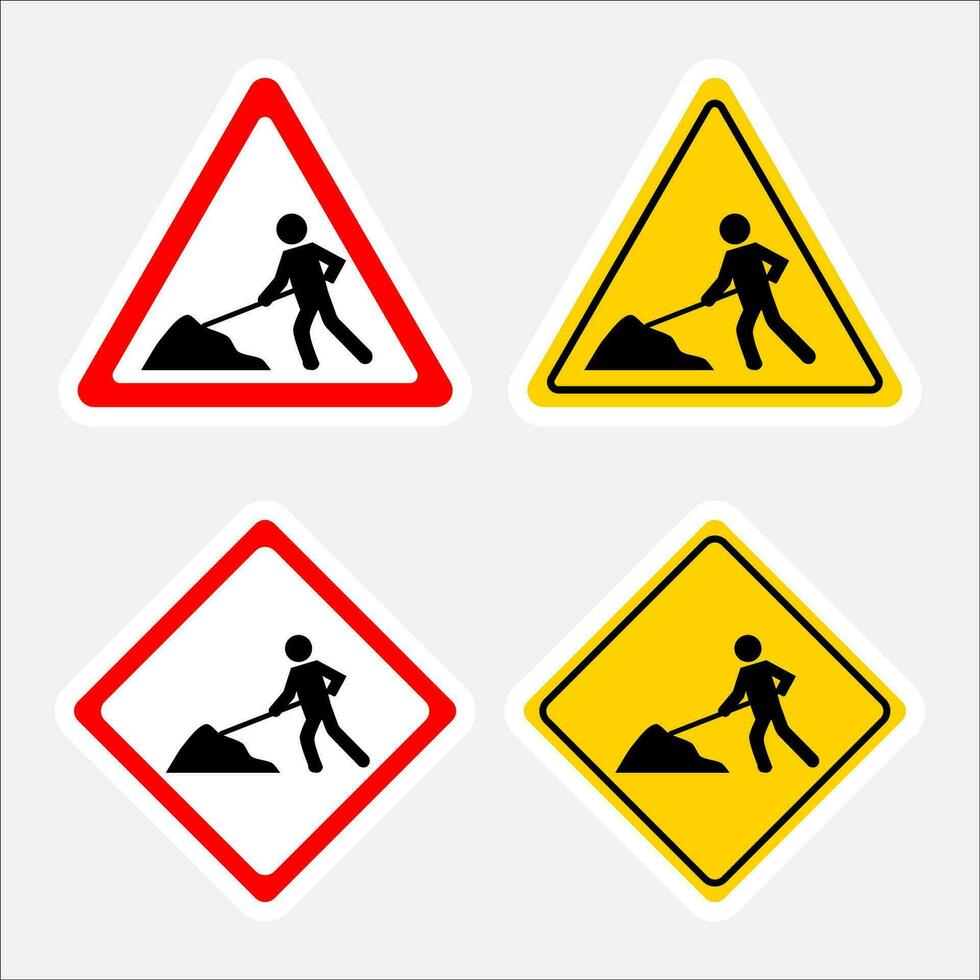Road works sign. Vector design.