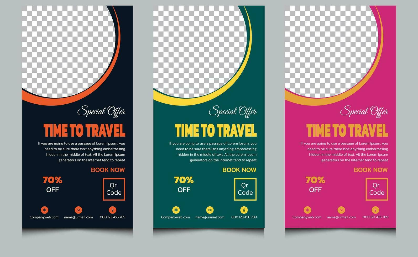 Elegant clean modern unique creative business travel agency ads promotion web social media post banner template design. vector