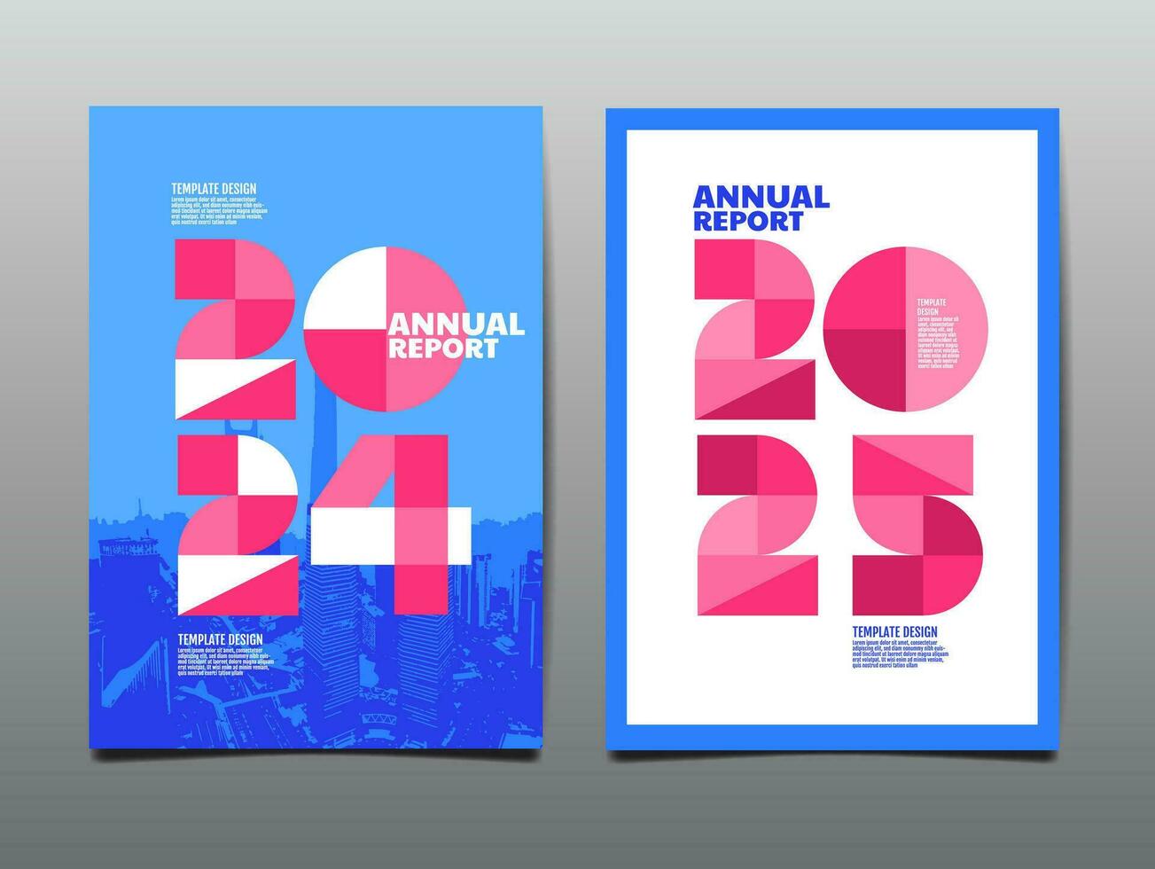 Annual Report, template layout design 2023, 2024, 2025, typography,  flat design vector