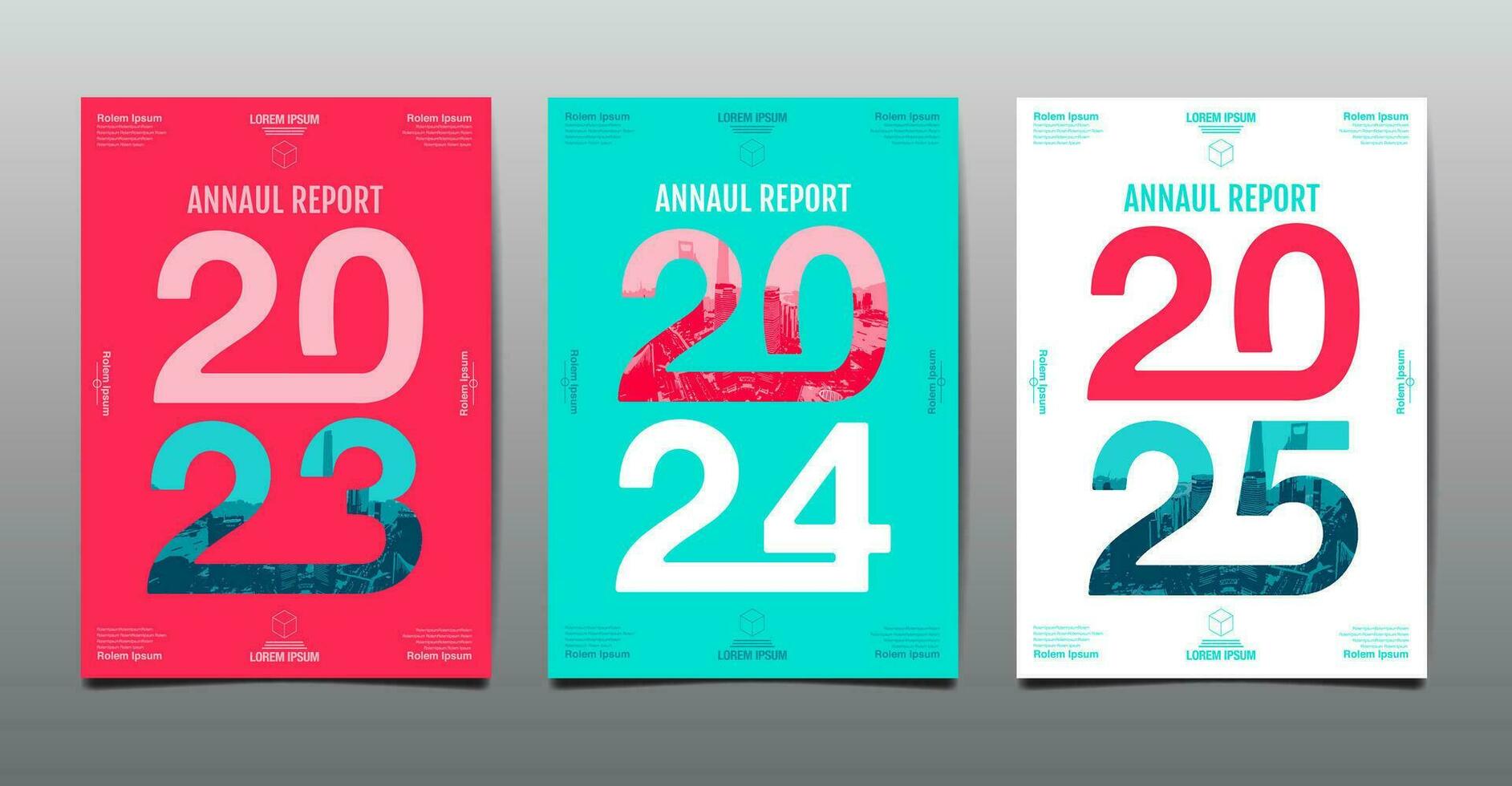 Annual Report, template layout design 2023, 2024, 2025, typography,  flat design vector