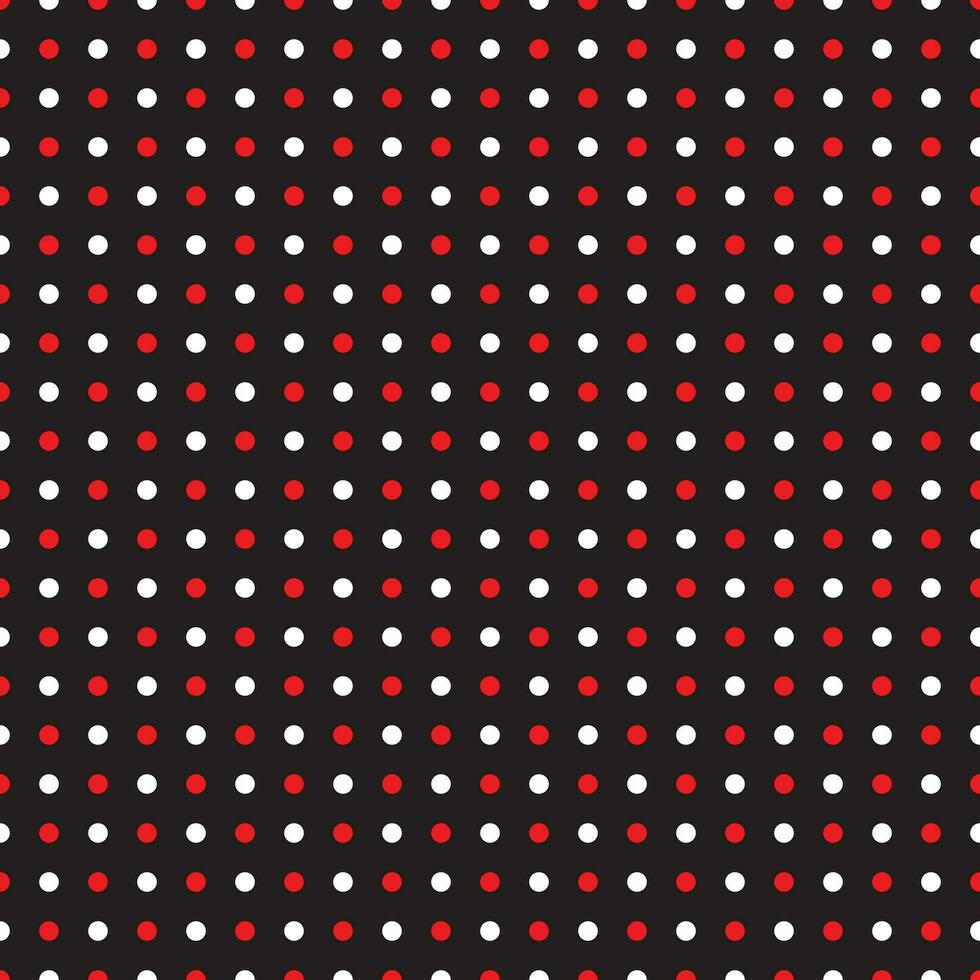 Red and white polka dots on black background,seamless pattern dot circle print for textile, fashion, scrapbook paper, wallpaper. vector