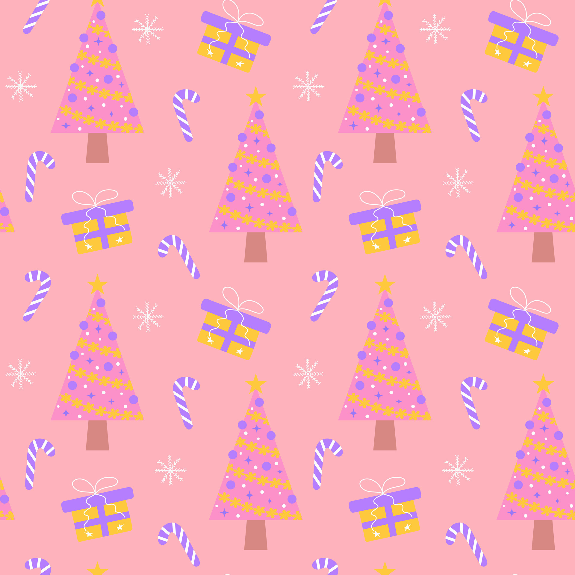 Preppy Christmas PinkCandyCane SnowFlake confetti