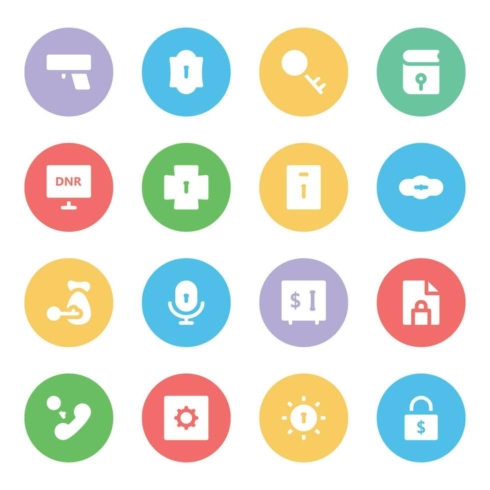 Set of Protection Flat Icons vector