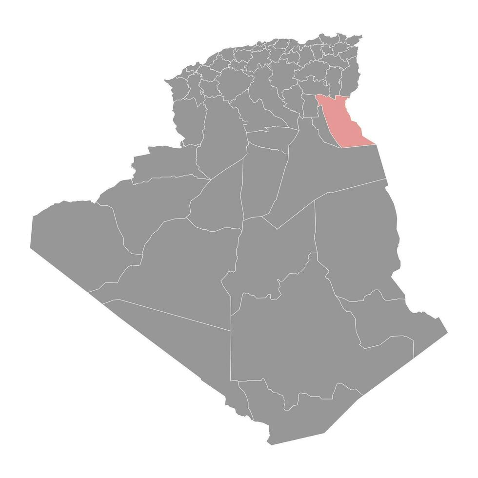 el oued provincia mapa, administrativo división de Argelia vector