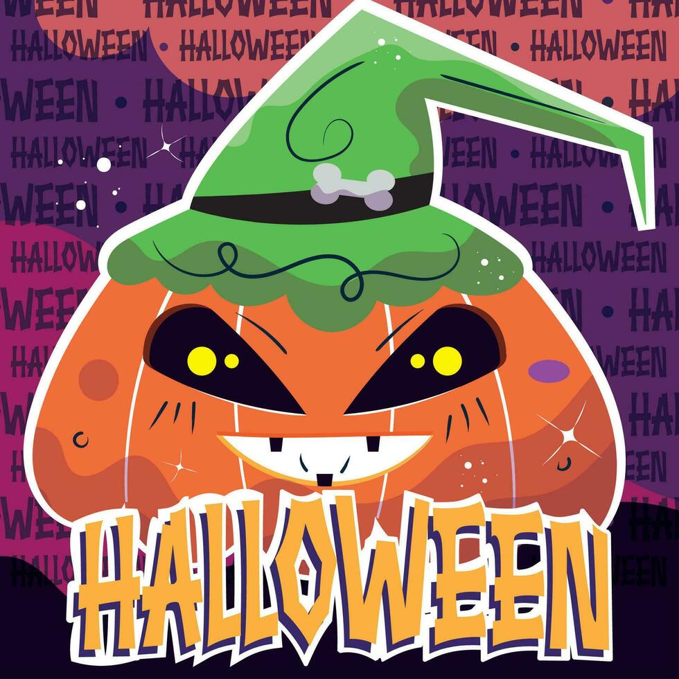 linda Víspera de Todos los Santos calabaza en octubre 31 celebracion póster vector