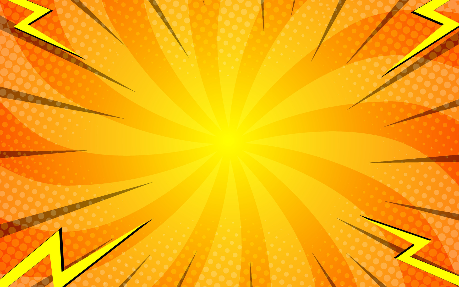 Pop art comic background lightning blast halftone dots. Vector