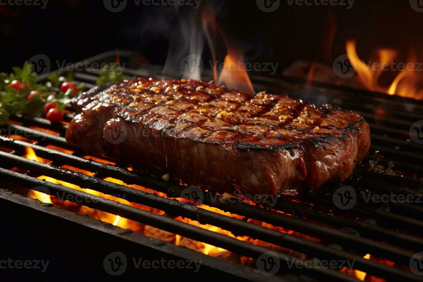 Flavorful Beef Ribeye Grill Chicken Duo on Plate Generative AI photo
