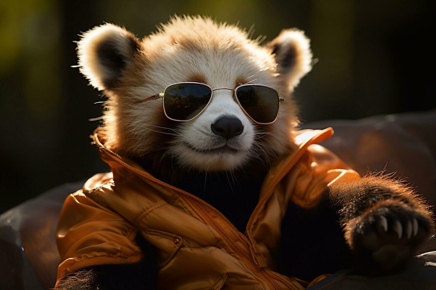 panda elegancia bebé panda Gafas de sol exudando estilo un creación de generativo ai foto