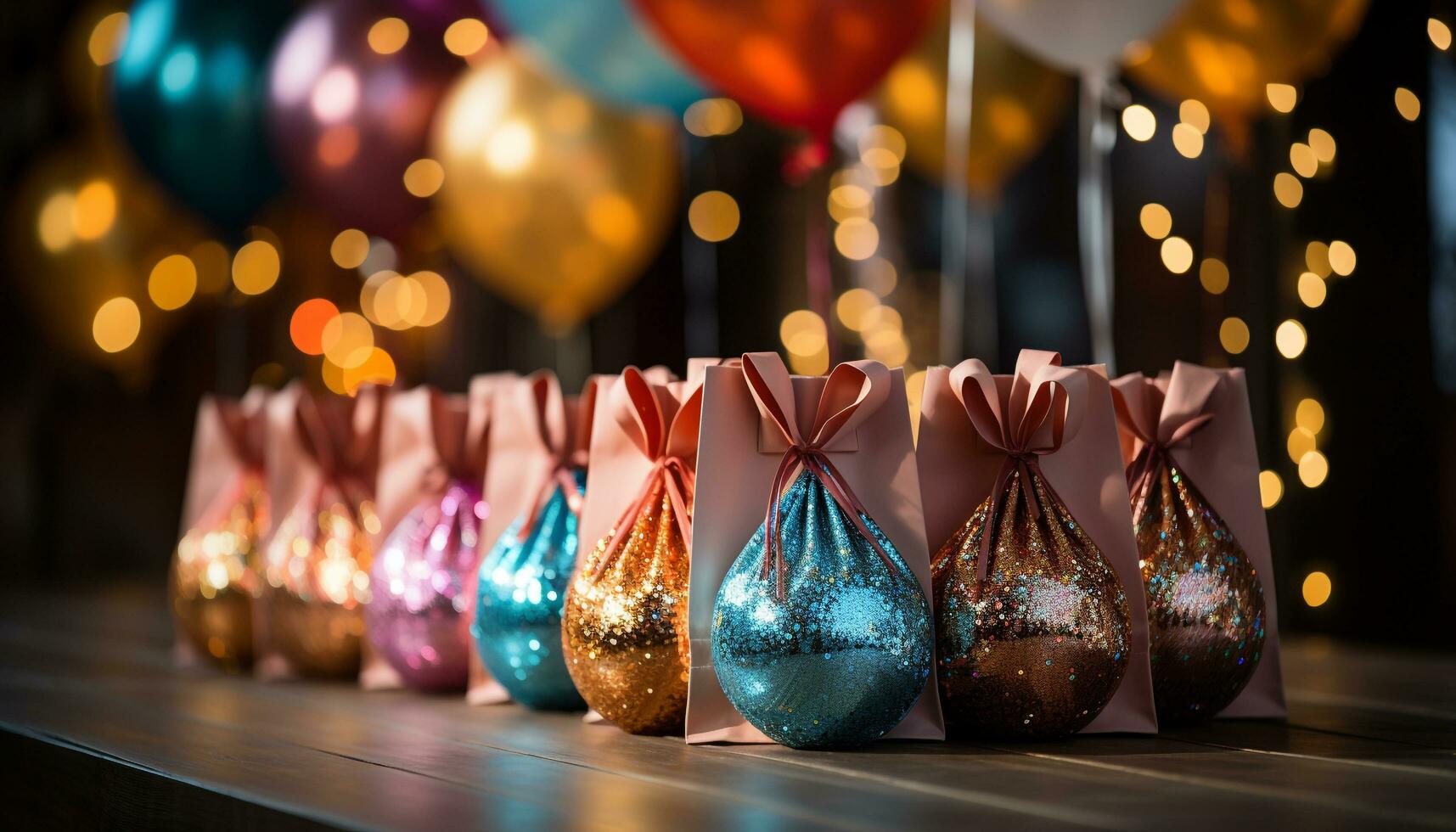 celebracion de invierno temporada con brillante Navidad luces y decoraciones generado por ai foto