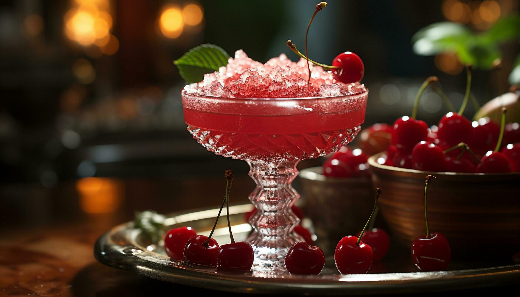 Freshness and sweetness in a glass, summer berry cocktail delight generated by AI photo