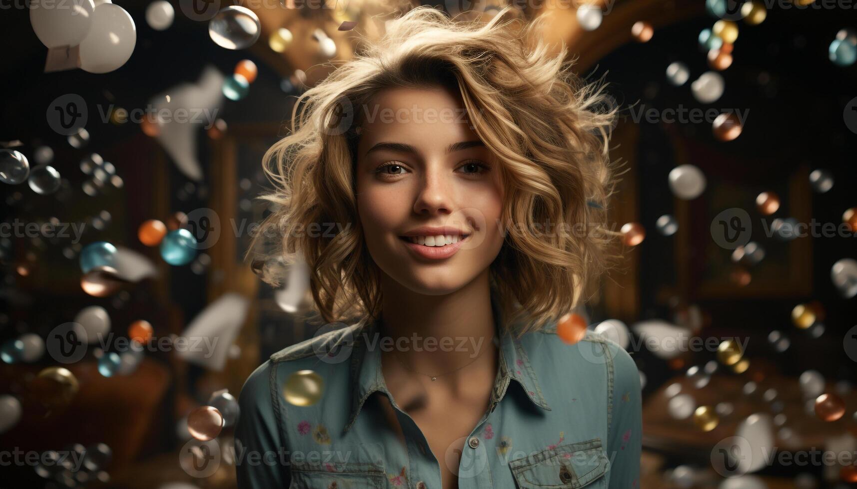 sonriente mujer, caucásico etnicidad, joven mujer, felicidad, alegre retrato, belleza generado por ai foto