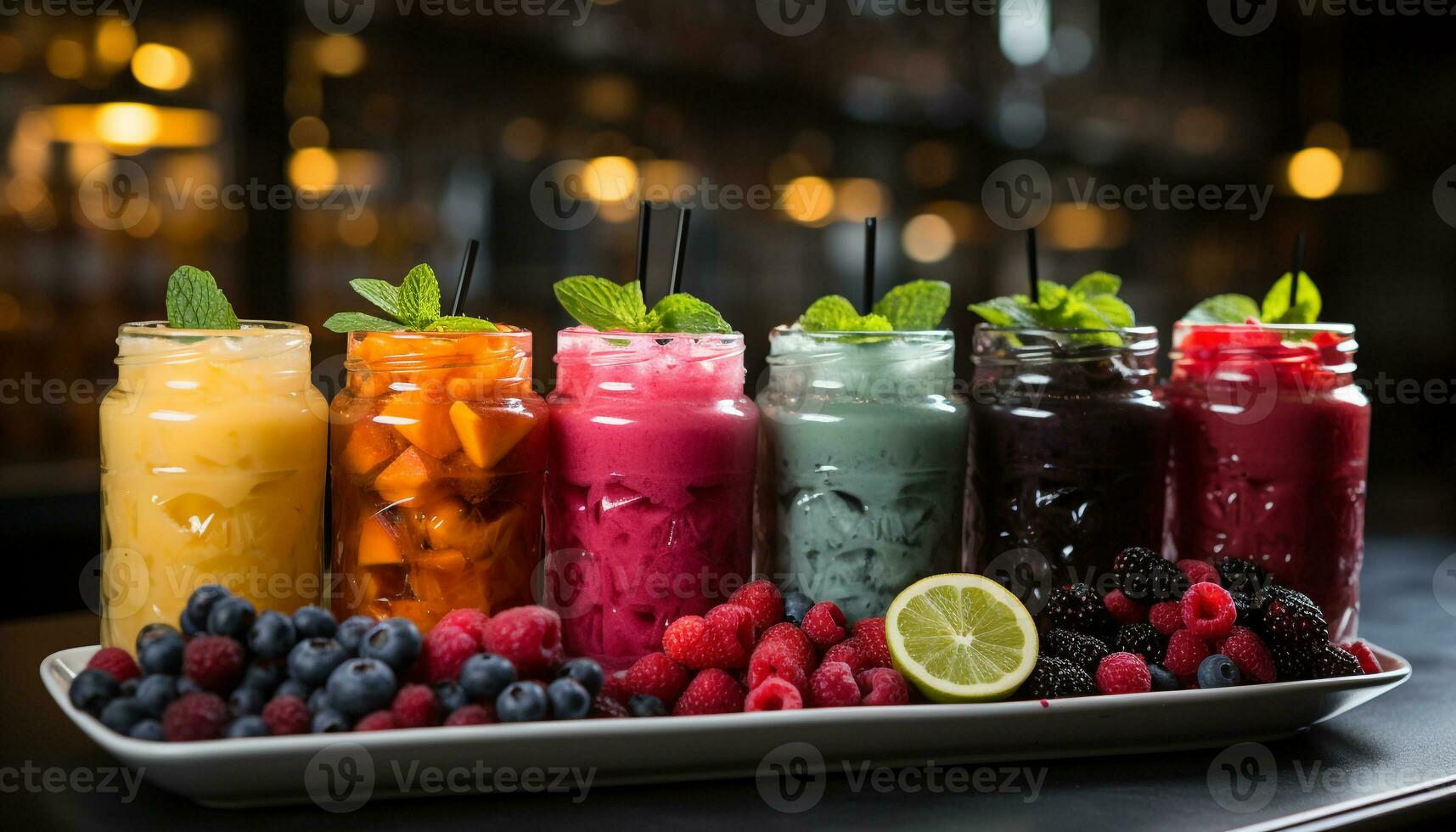 Freshness and sweetness in a berry cocktail, a healthy summer dessert generated by AI photo