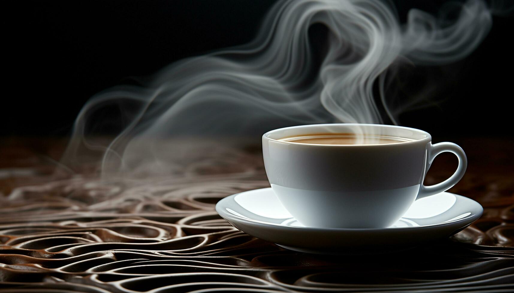 Aromatic coffee cup, steam rising, heat, elegance, relaxation, refreshment generated by AI photo