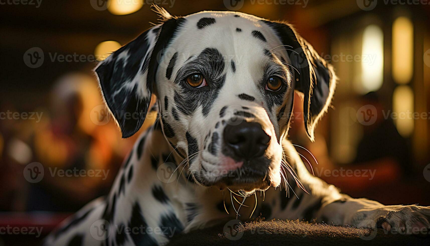 linda cachorro, manchado pelo, mirando a cámara, juguetón y adorable generado por ai foto