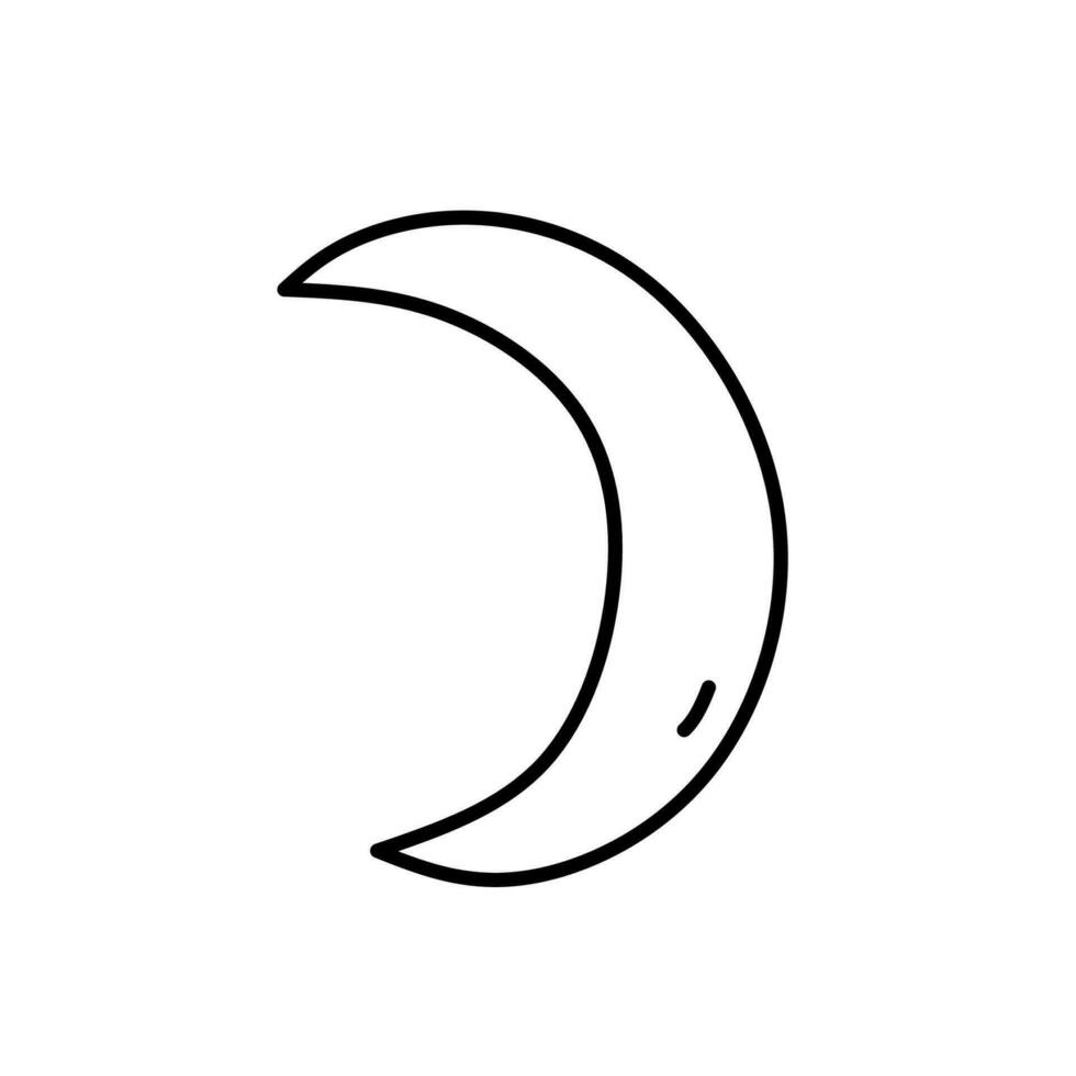 creciente Luna aislado en blanco antecedentes. vector dibujado a mano ilustración en garabatear estilo. Perfecto para tarjetas, decoraciones, logo, varios diseños